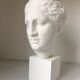 Greek Ap Hygie head. Scopas Hellenistic Greek art in plaster-bleached terracotta