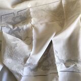 Nappe japonisante en fil de lin blanc