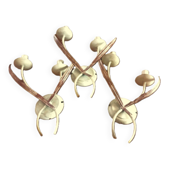 Lot de 3 luminaires appliques  en métal