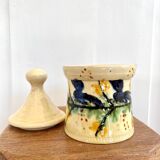 Hand painted ceramic covered pot