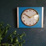 Vintage formica clock silent rectangular wall clock "blue jaz"