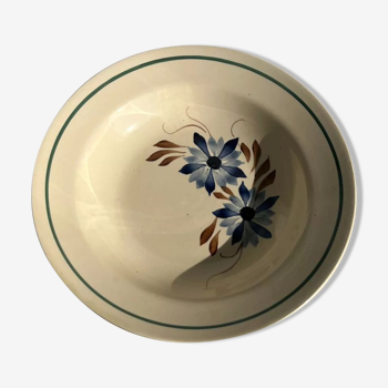 Assiette artisanale peinte à la main fleur bleue A