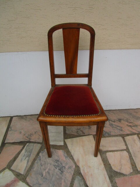 Chaise art-déco,velours rouge