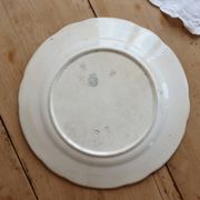 Assiette plate terre de fer Onnaing - Décor végétal bleu