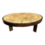 Oval coffee table Roger Capron model Herbier
