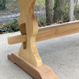 Table à manger de ferme ou monastère rénovée en chêne massif brut damier 20