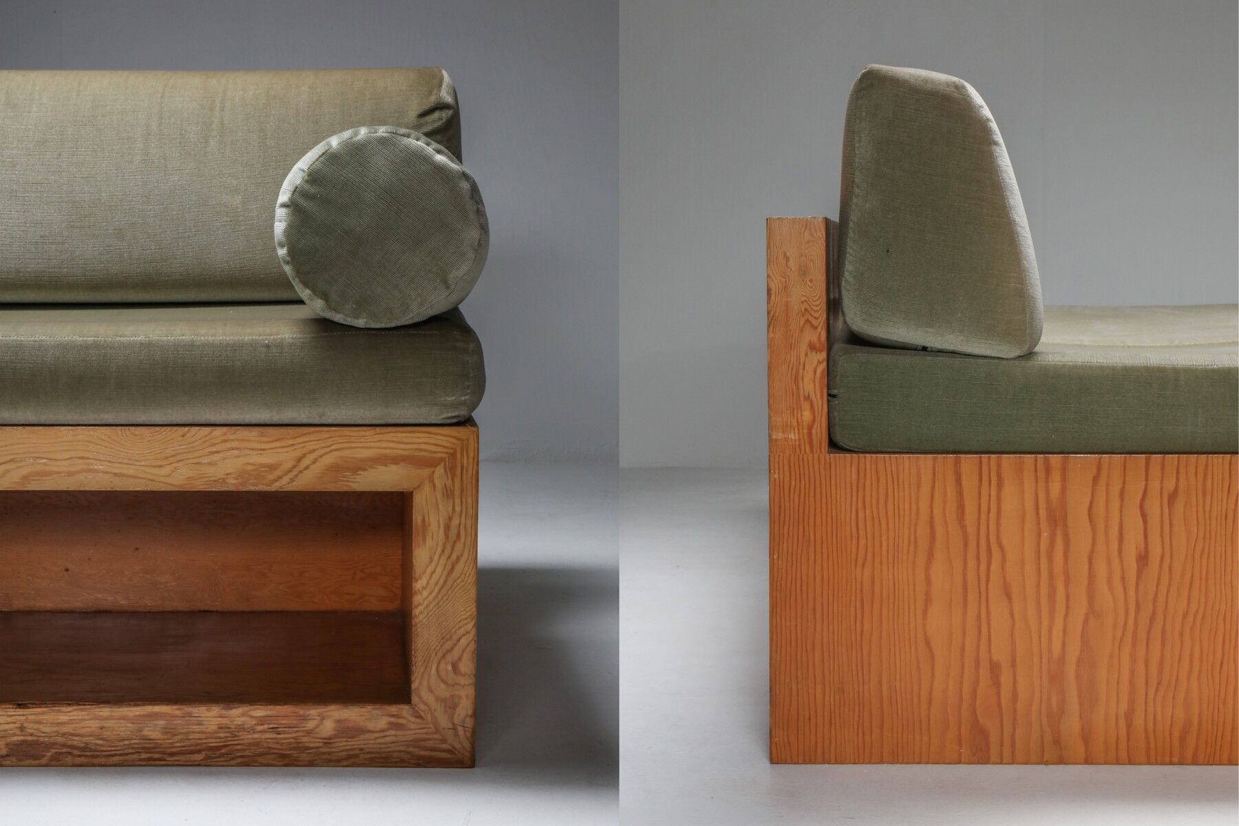 1960 Pine and Velvet Love Pitch Sofa