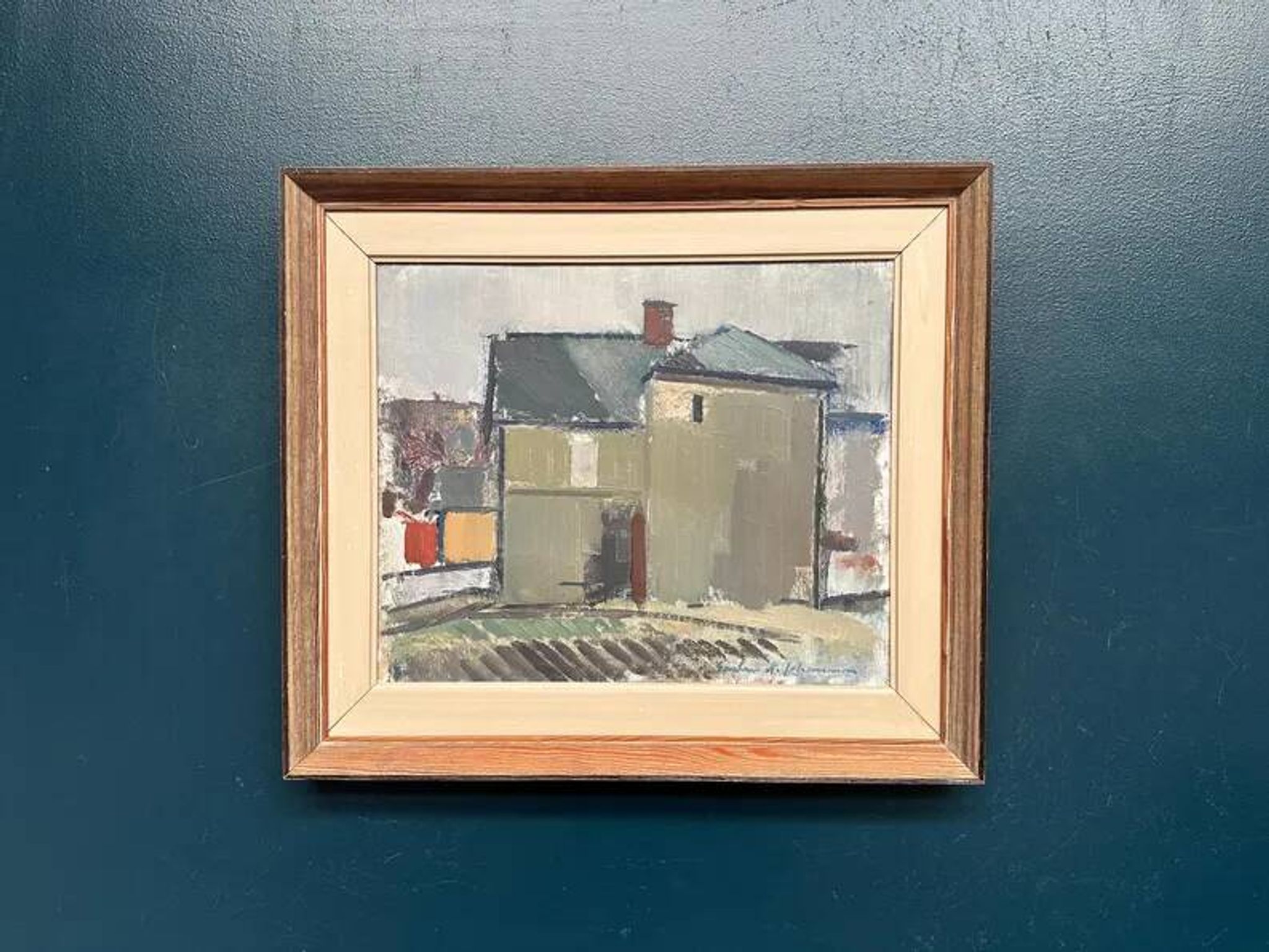 Original Swedish Oil on Canvas – “Sage House” by Gustav‑Adolf Johansson – Signed – Vintage & Framed