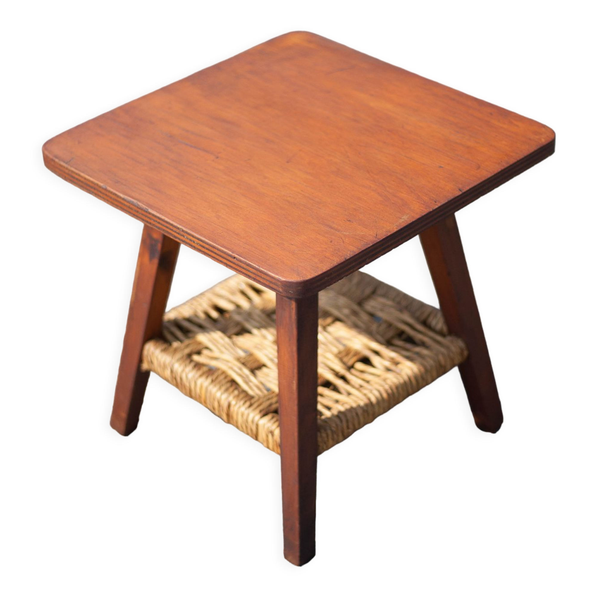 Vintage wooden coffee table and rope