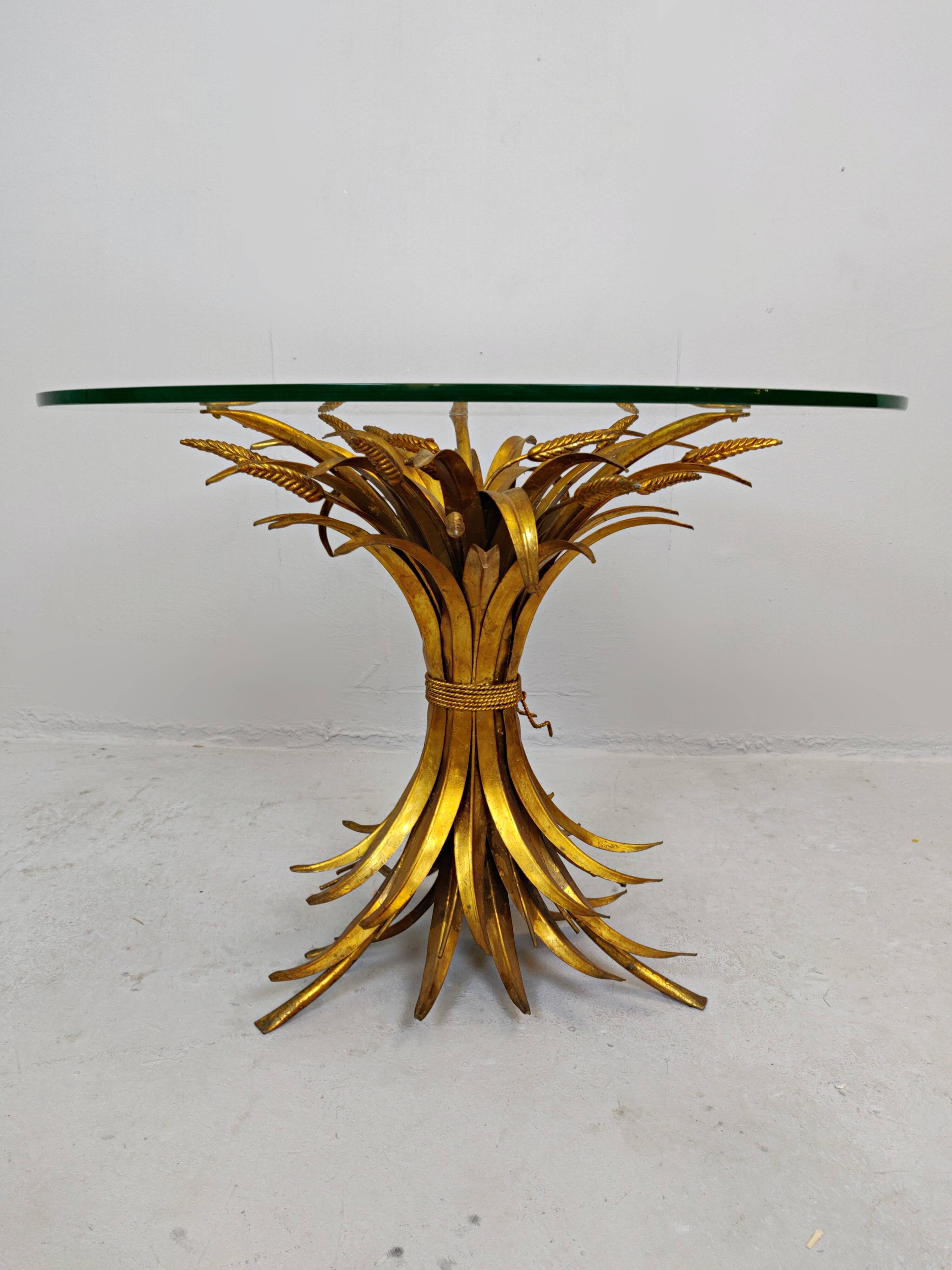 Gilt metal coffee table style Coco Chanel France 1960s