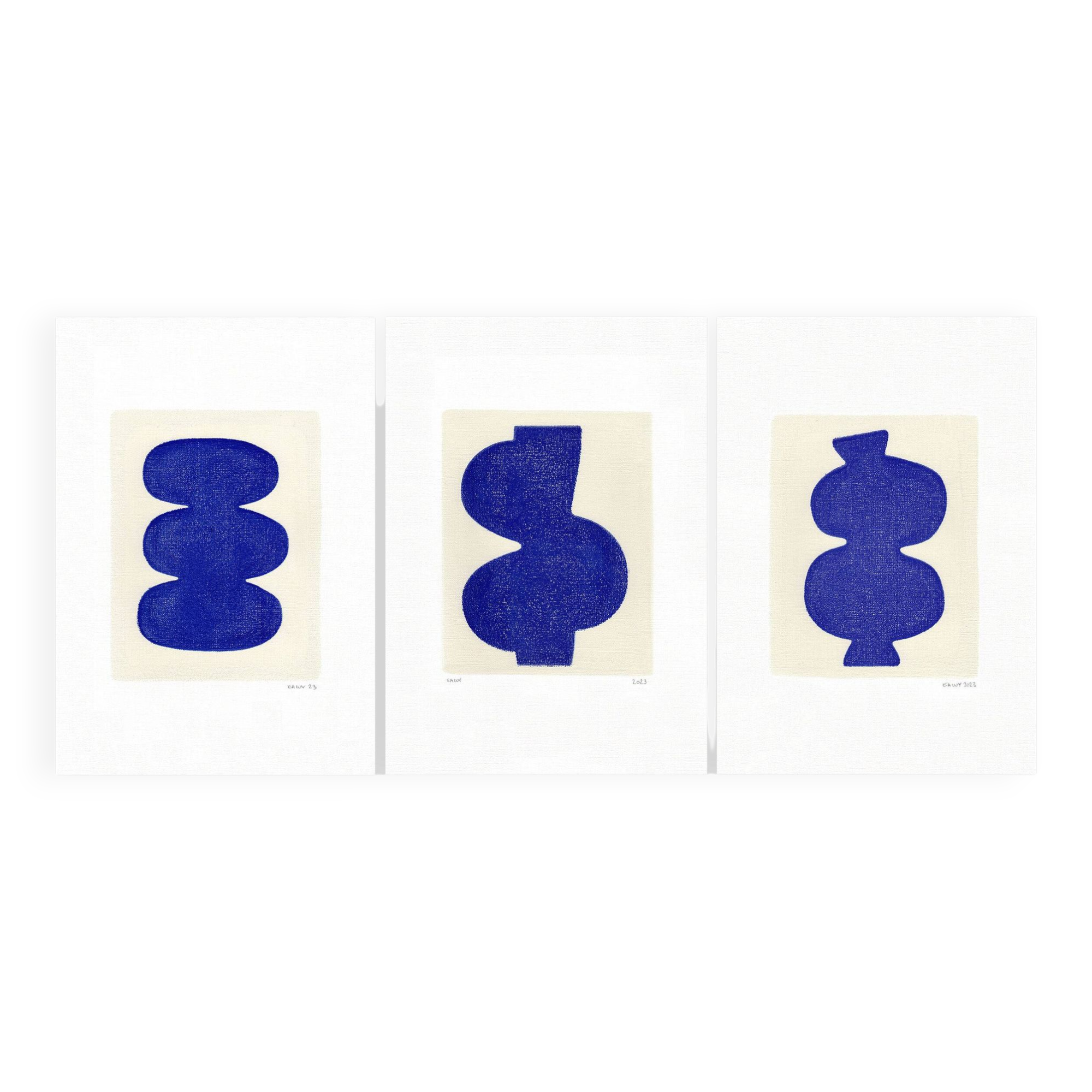 Trio of paints - majorelle blue - signed Eawy