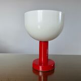 Red lacquered wood lamp and light diffuser in perspex 1980