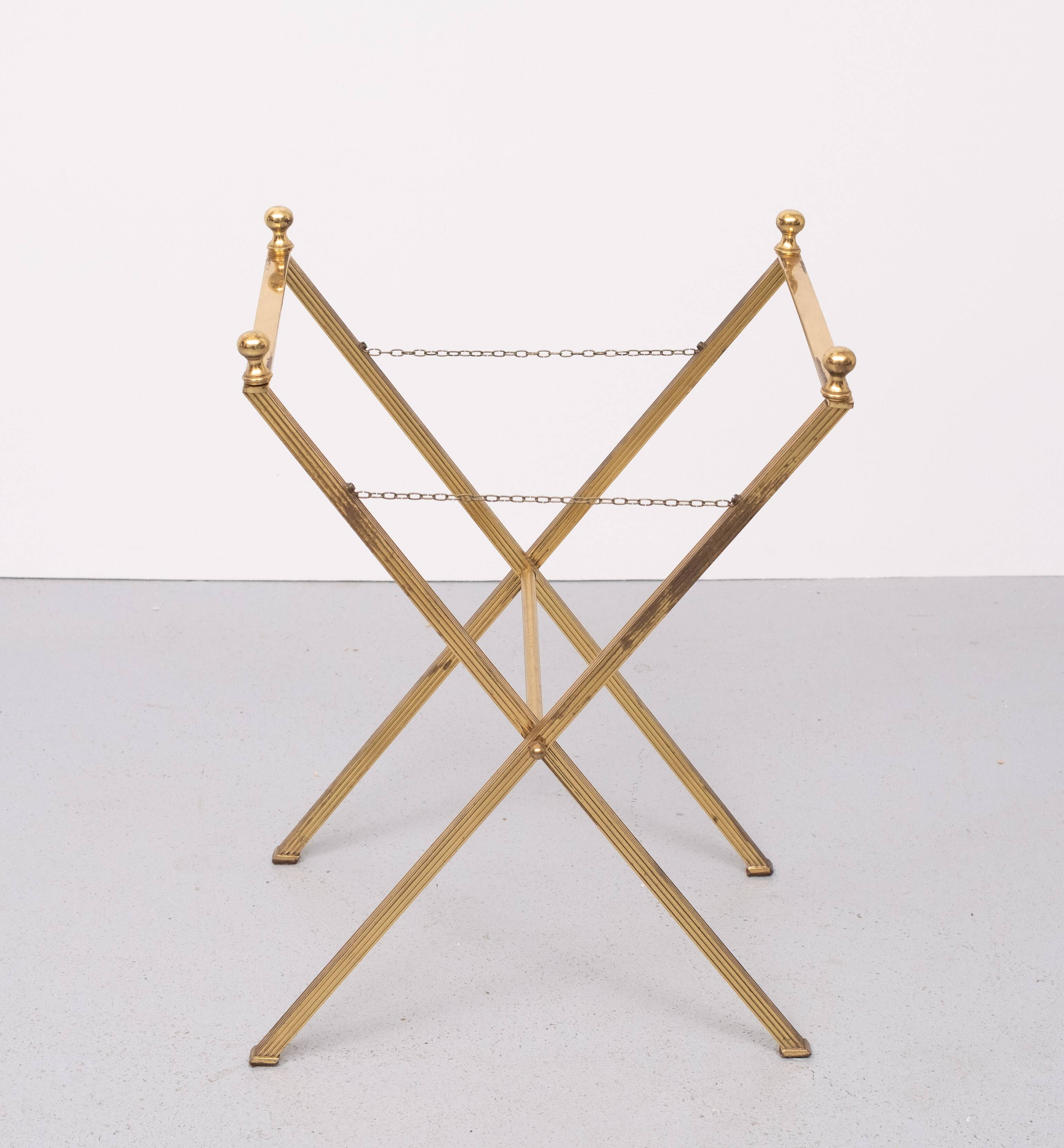 small Brass folding serving tray table 1970 France