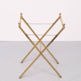 small Brass folding serving tray table 1970 France