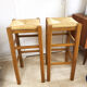 Paire tabourets bar paille, 1970