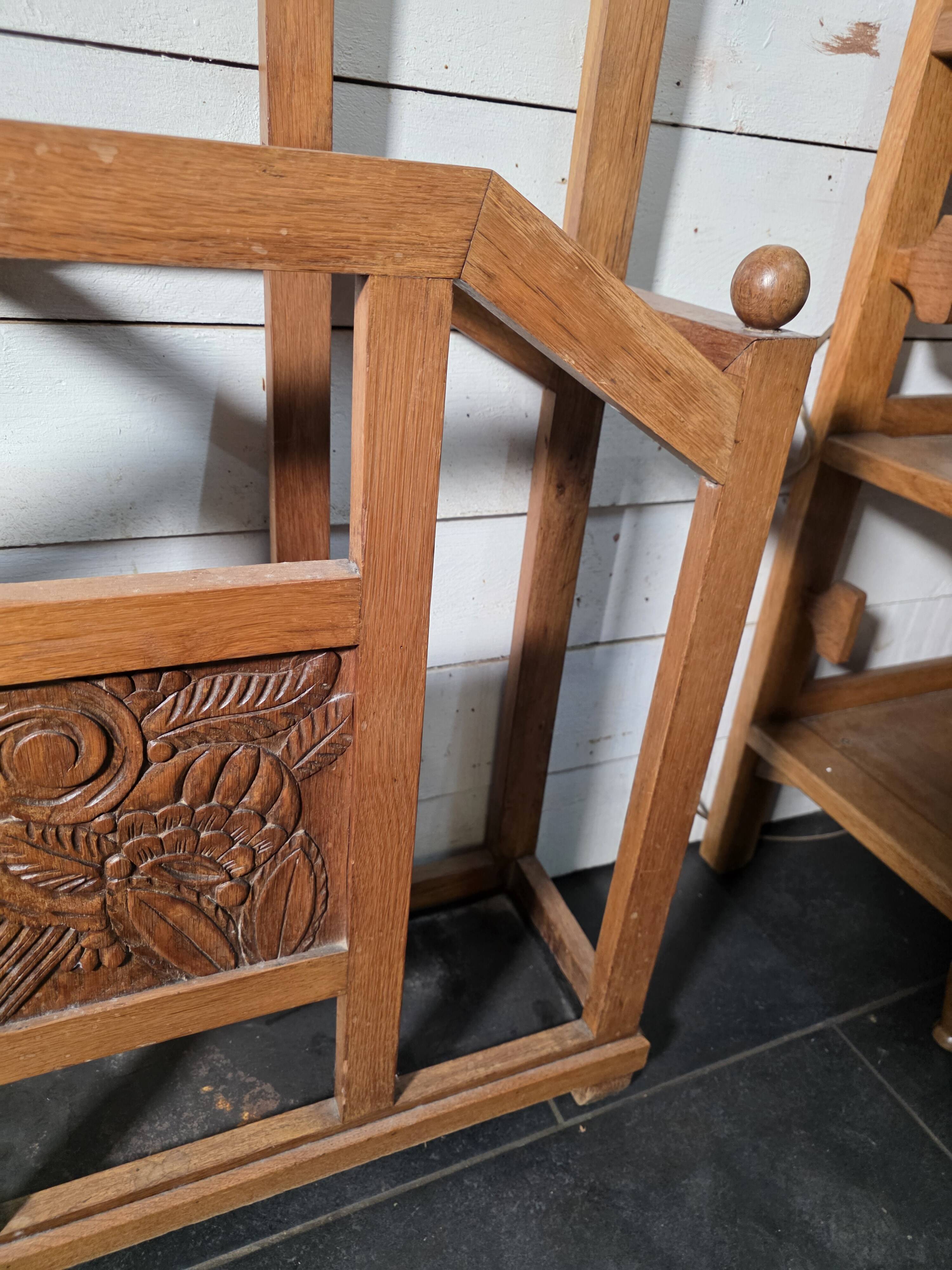 Art Deco coat rack wardrobe in solid oak