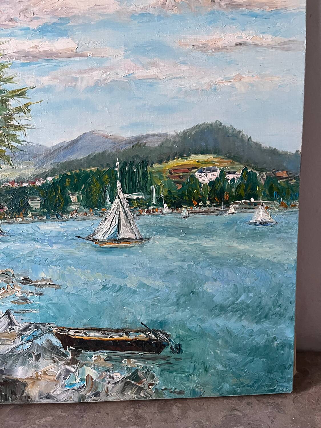 Sailboats on the lake, knife technique