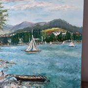 Sailboats on the lake, knife technique