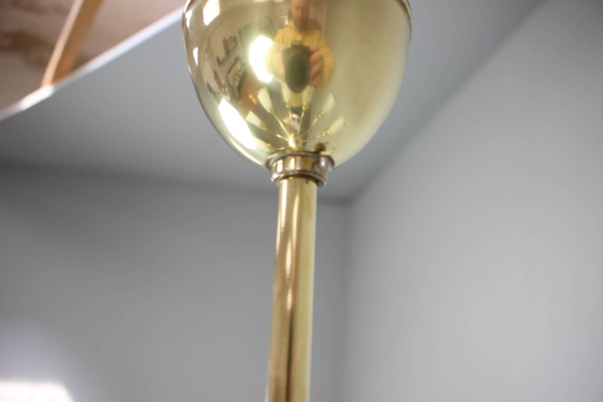 Brass and glass ten-arm chandelier from the mid-century, 1960s.