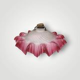 Antique sandblasted and pink glass ceiling lampshade - 1940s