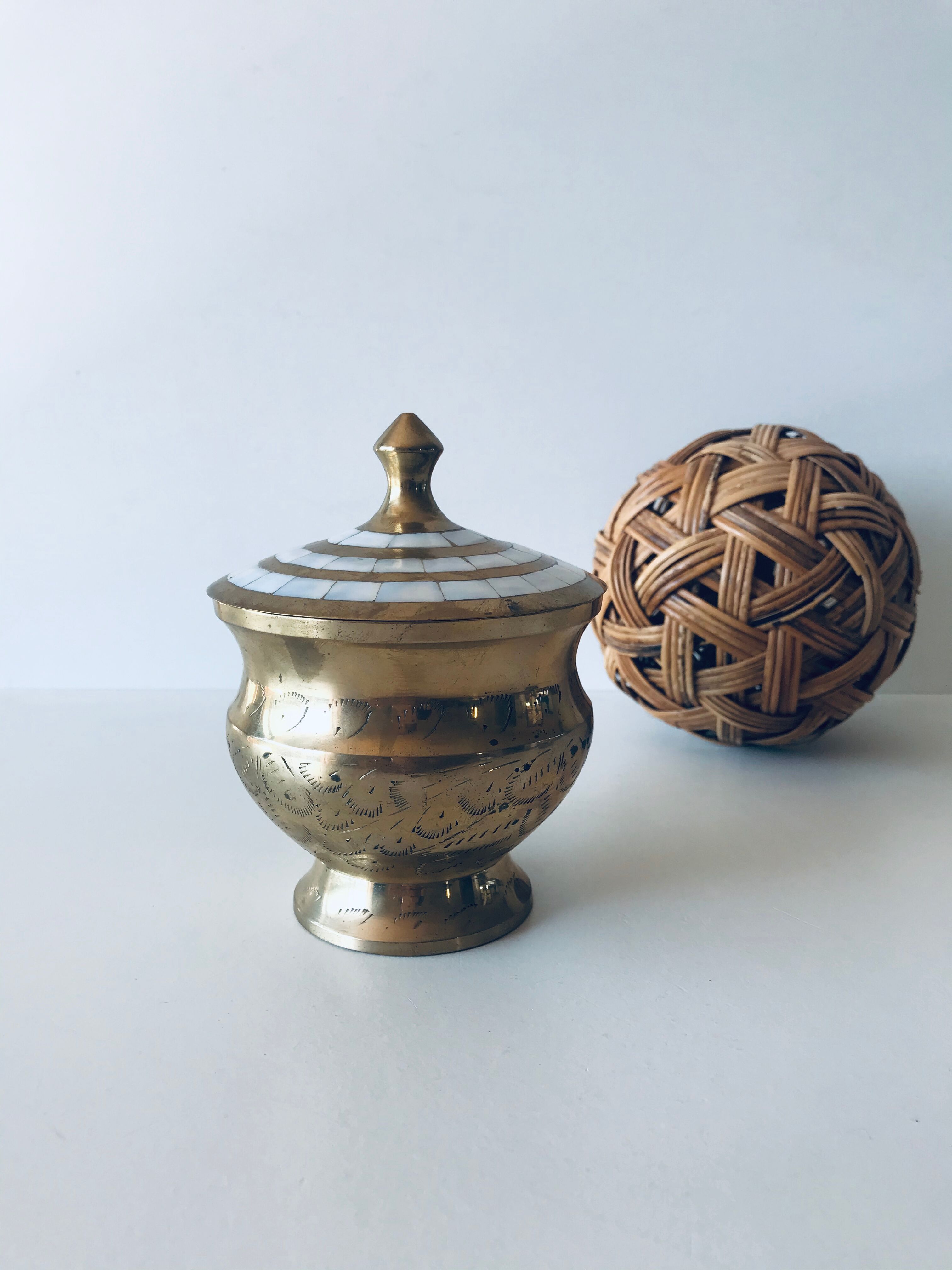 Brass and mother-of-pearl box