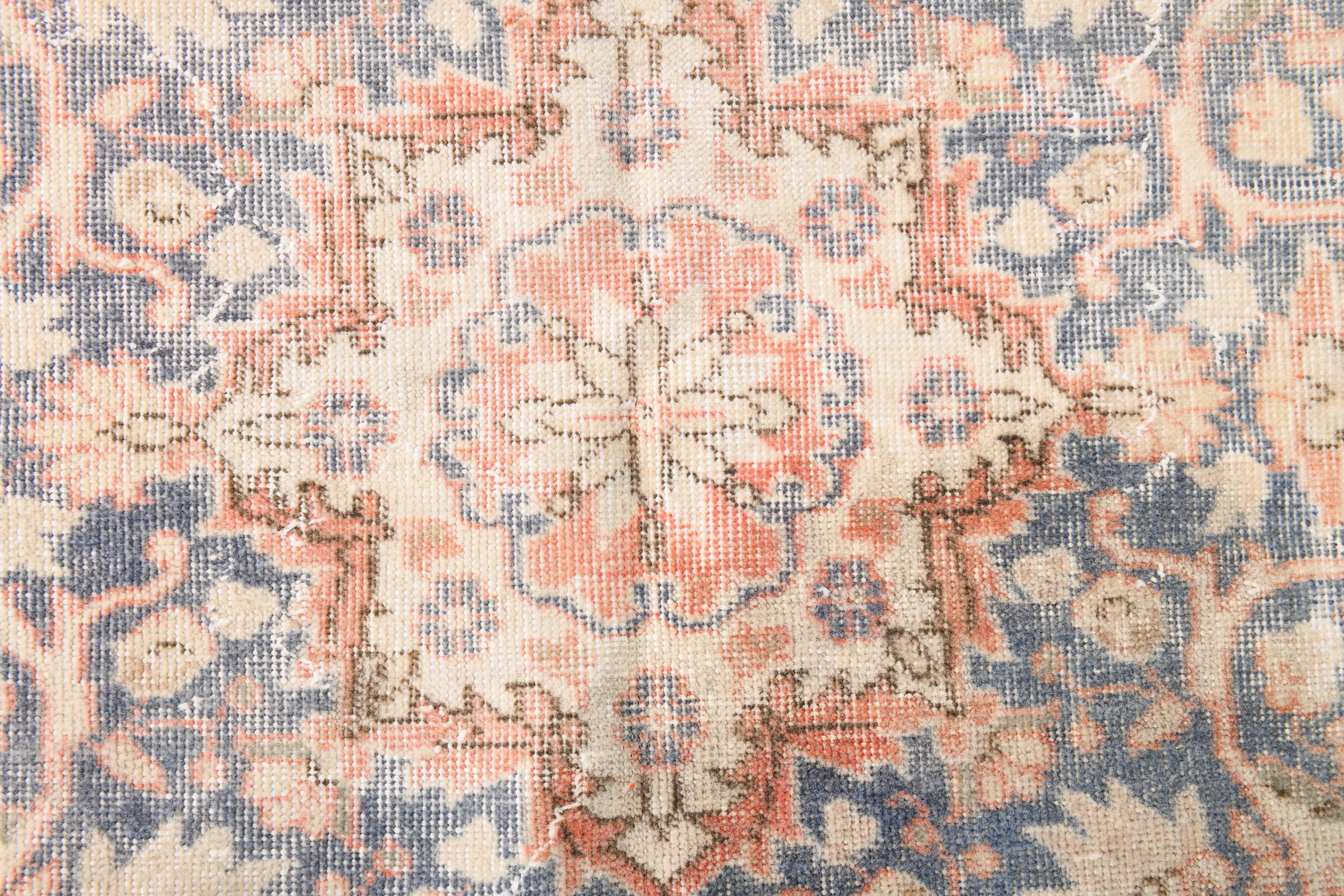 8x12 Classic Pattern Peach & Blue Vintage Rug, 258x357Cm
