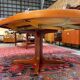 Baumann round teak table, vintage 1970s, Roche Bobois