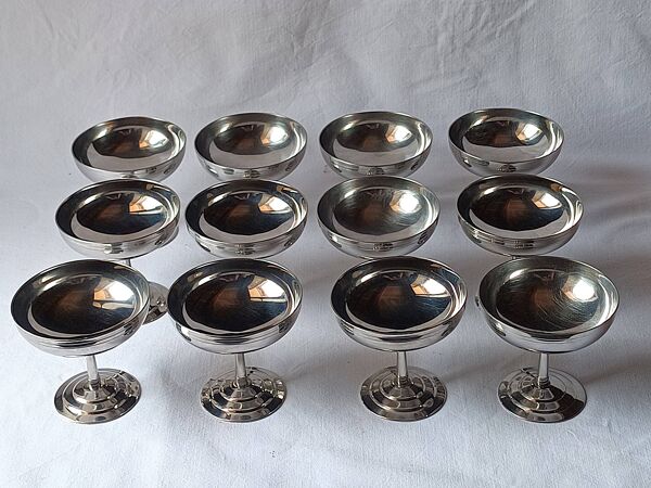 12 coupes par Letang & Remy France vintage inox 18/10 design vintage