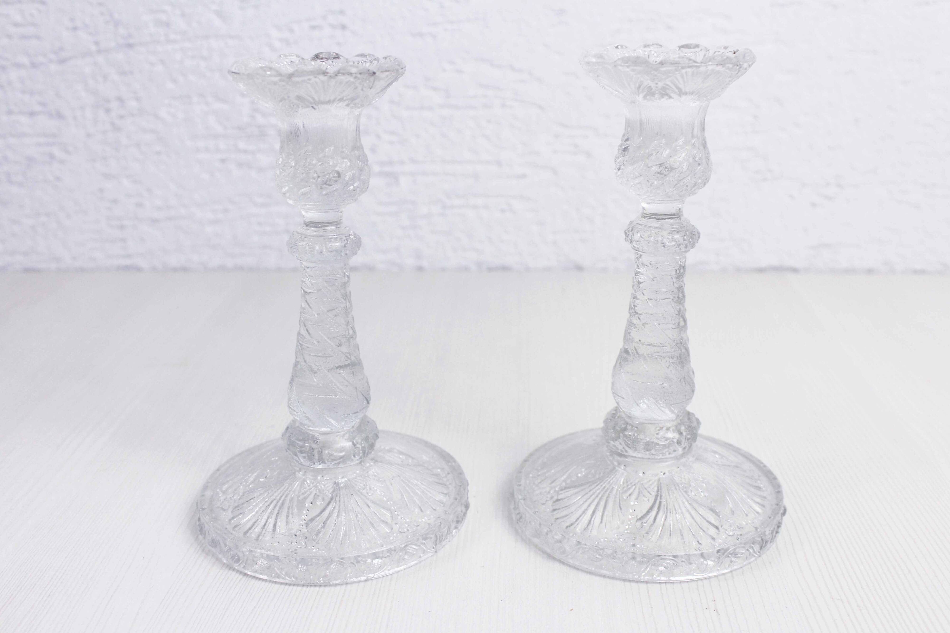 Pair of glass candlesticks