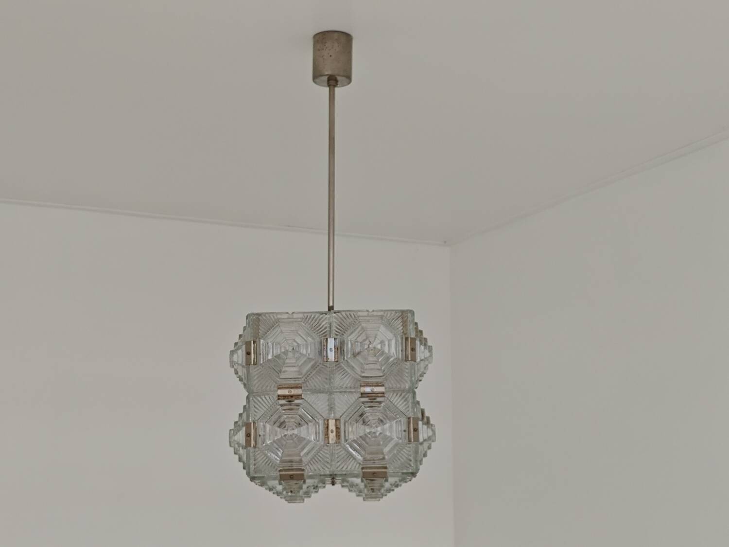 Pyramid chandelier by Jaroslav Bejvl for Preciosa, Kamenicky Senov 1967