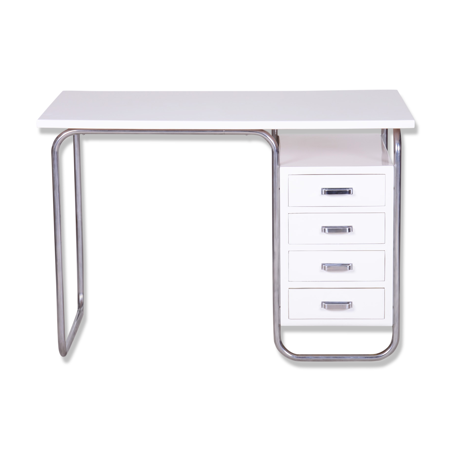 White bauhaus writing desk made in 1930s germany by robert slezak - restored