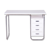 Bureau bauhaus blanc fabriqué dans les années 1930 en allemagne par robert slezak - restauré