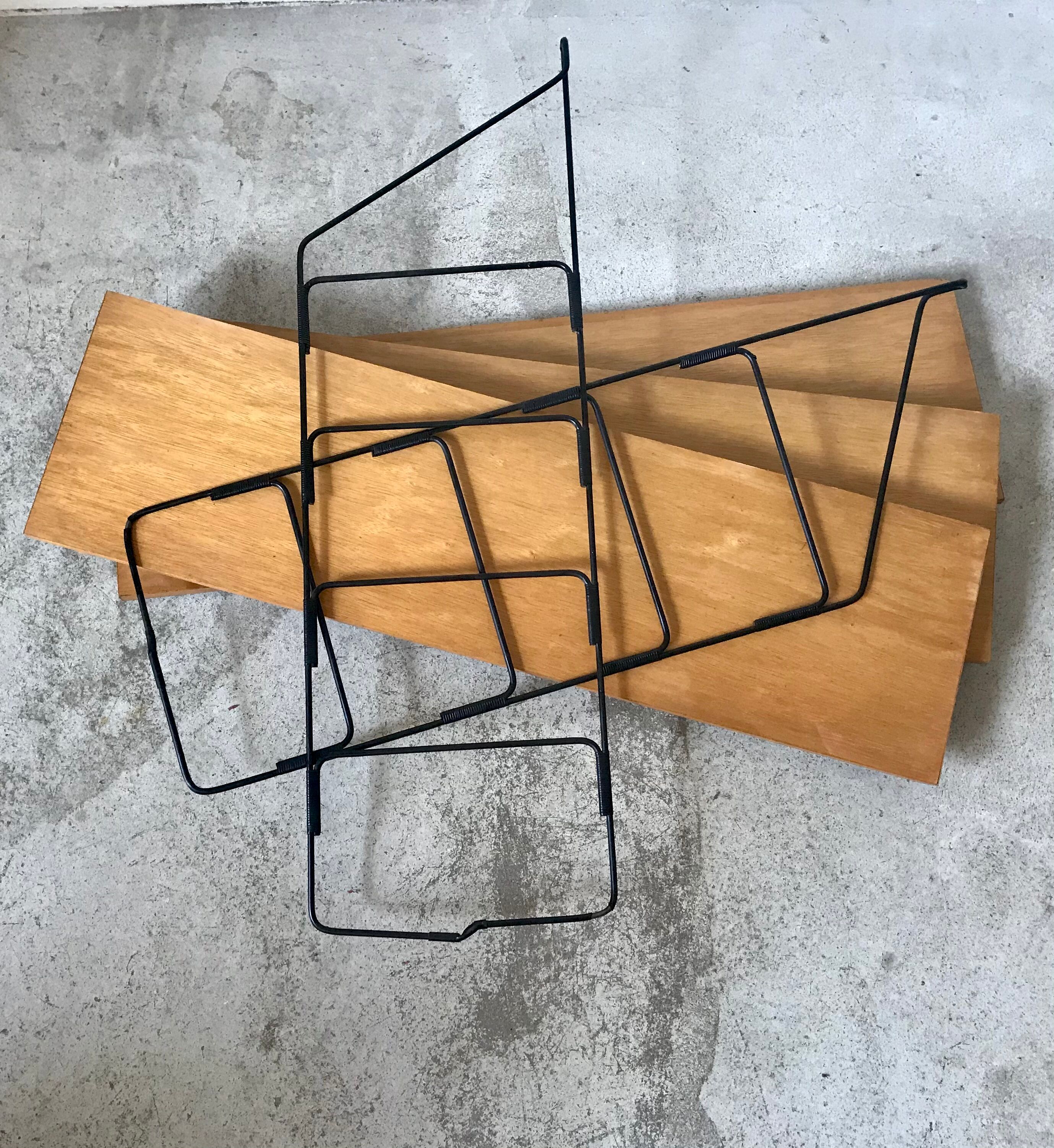 Vintage thong shelf wood and metal