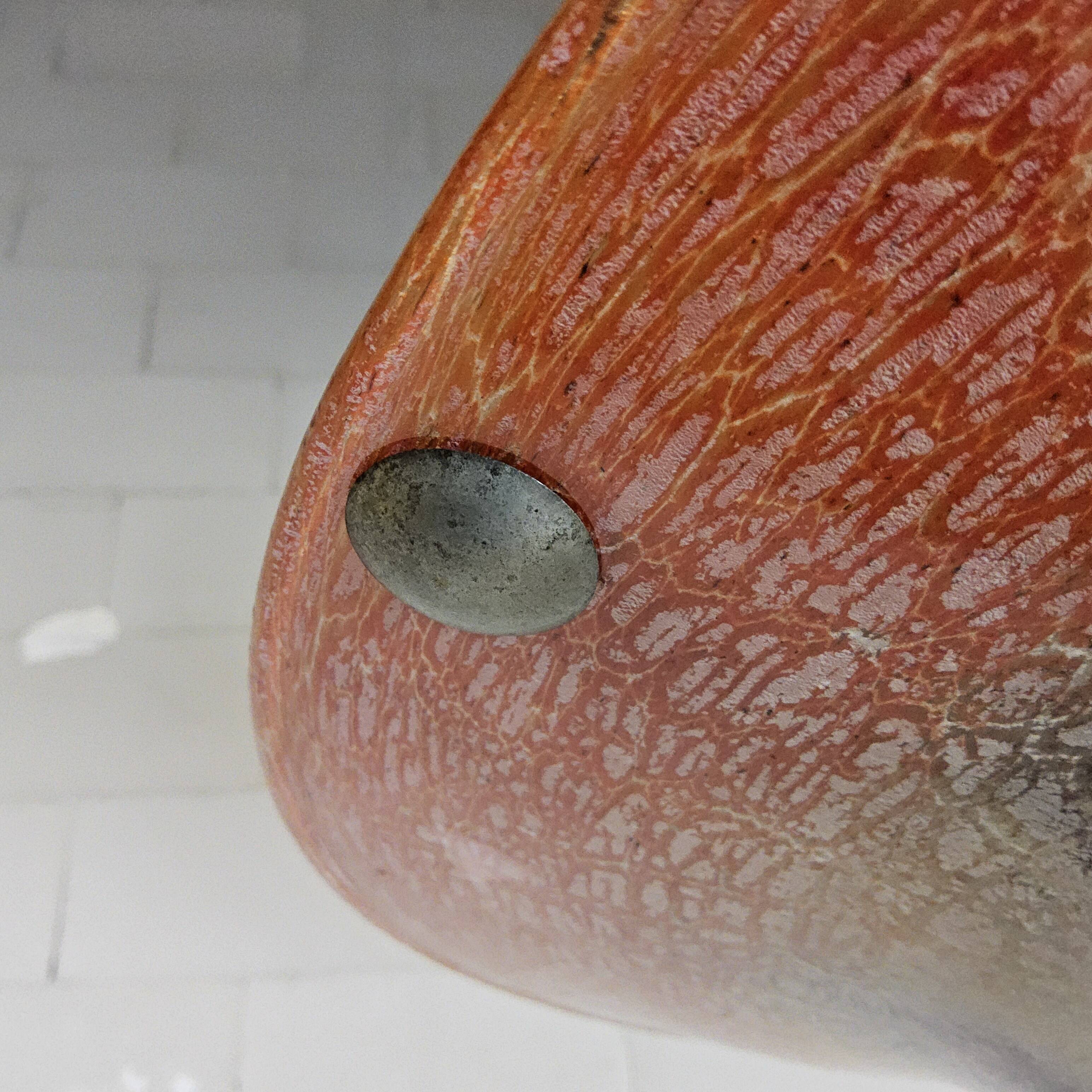 Antique orange German Art Deco WMF Ikora glass pendant lamp 1930