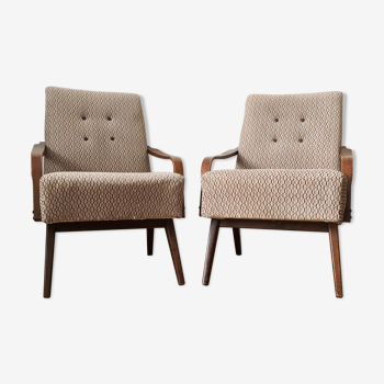 Lot de deux fauteuils vintage gris/marron - années 1960