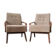 Grey/Brown Vintage Armchairs, 1960s, pair