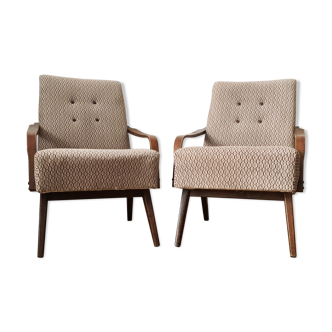 Lot de deux fauteuils vintage gris/marron - années 1960