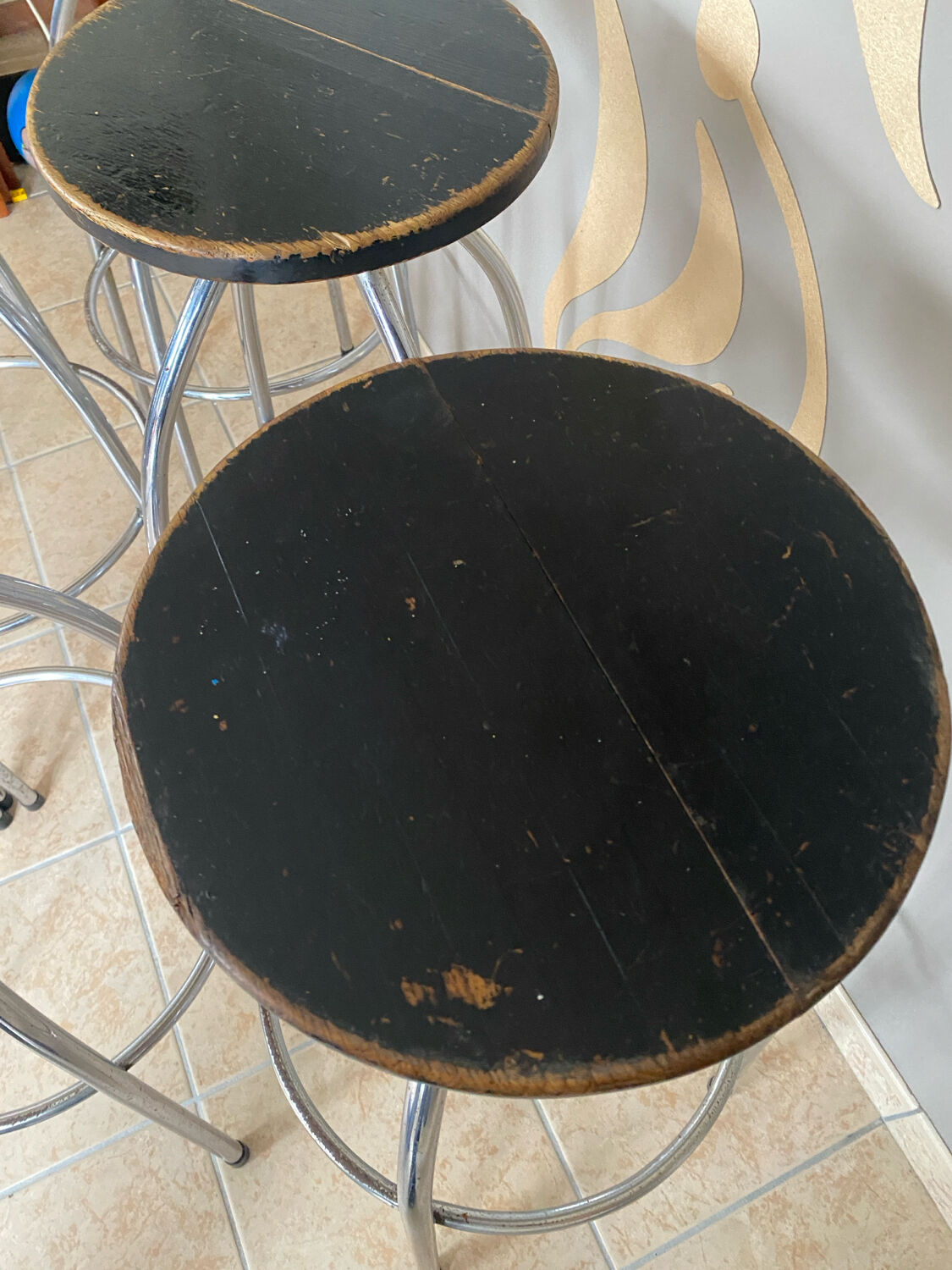 Six industrial bar stools