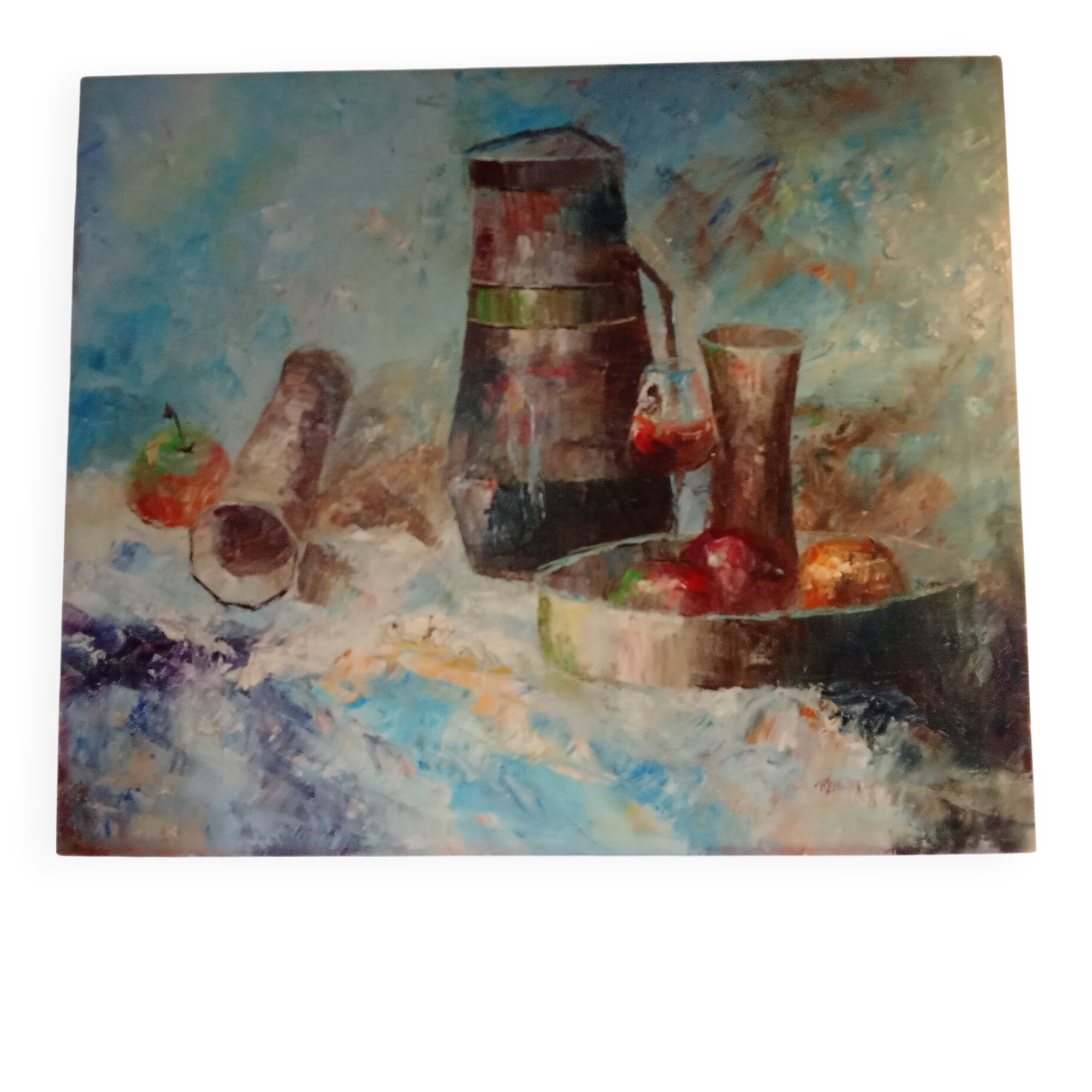 Still life painting in oil on canvas