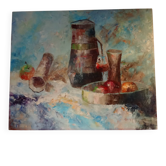 Still life painting in oil on canvas