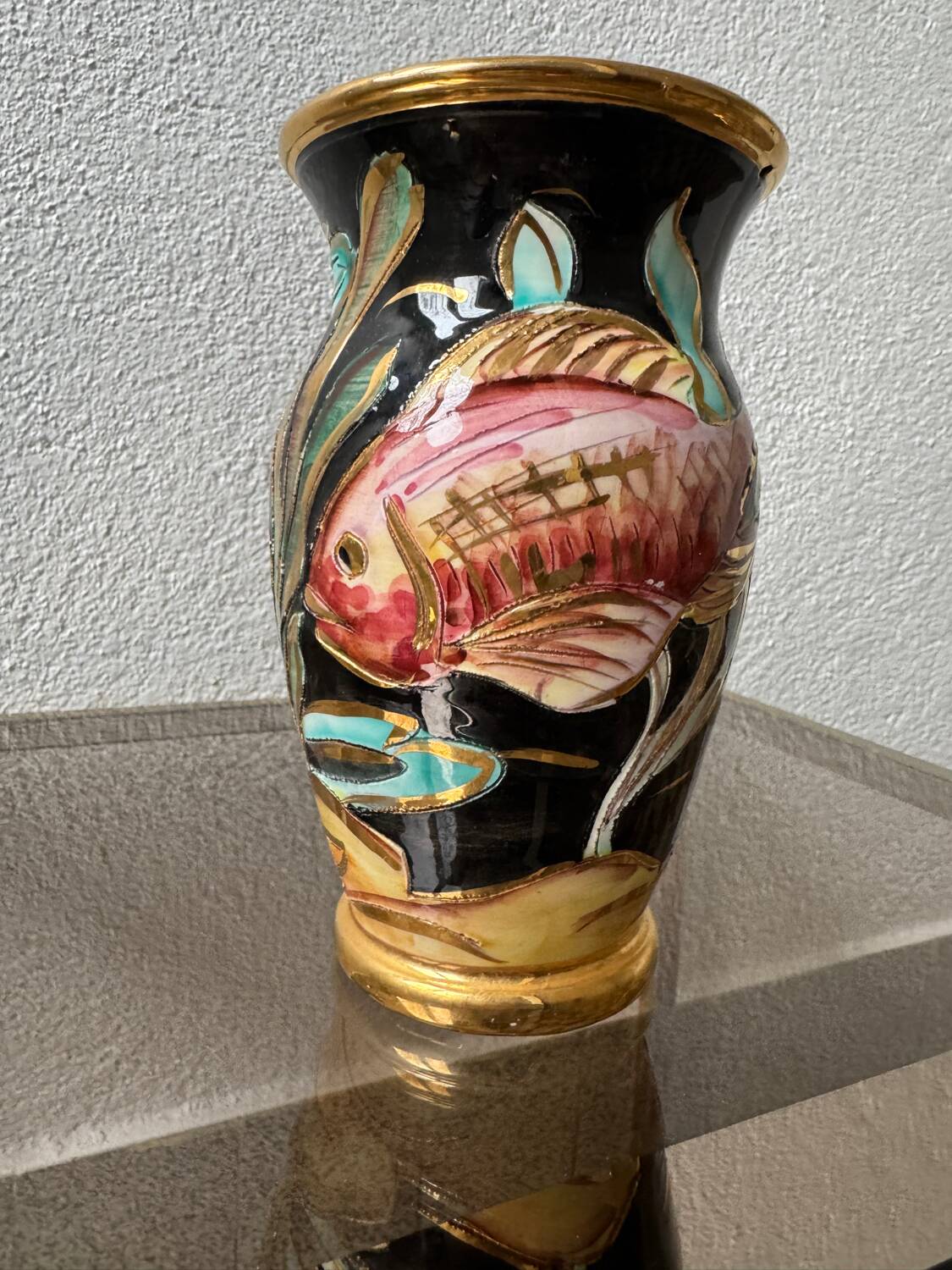 Ceramic vase Vallauris fish 60s