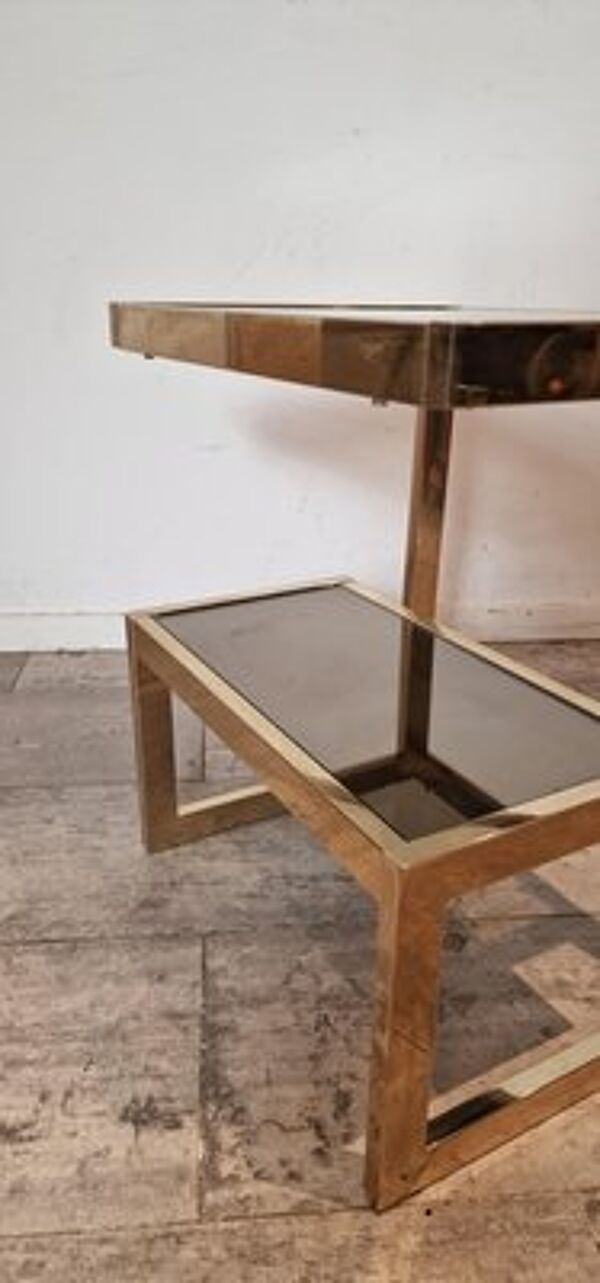 Table basse plaquée or par Belgochrom, Belgique, 1975