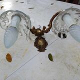 Paire d'Appliques Laiton , Verre .