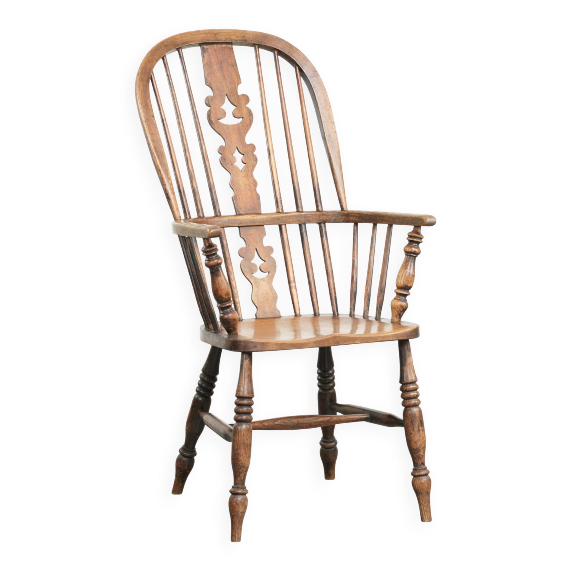 Chaise à épingles anglaise antique, chaise Windsor du début du 19e siècle.