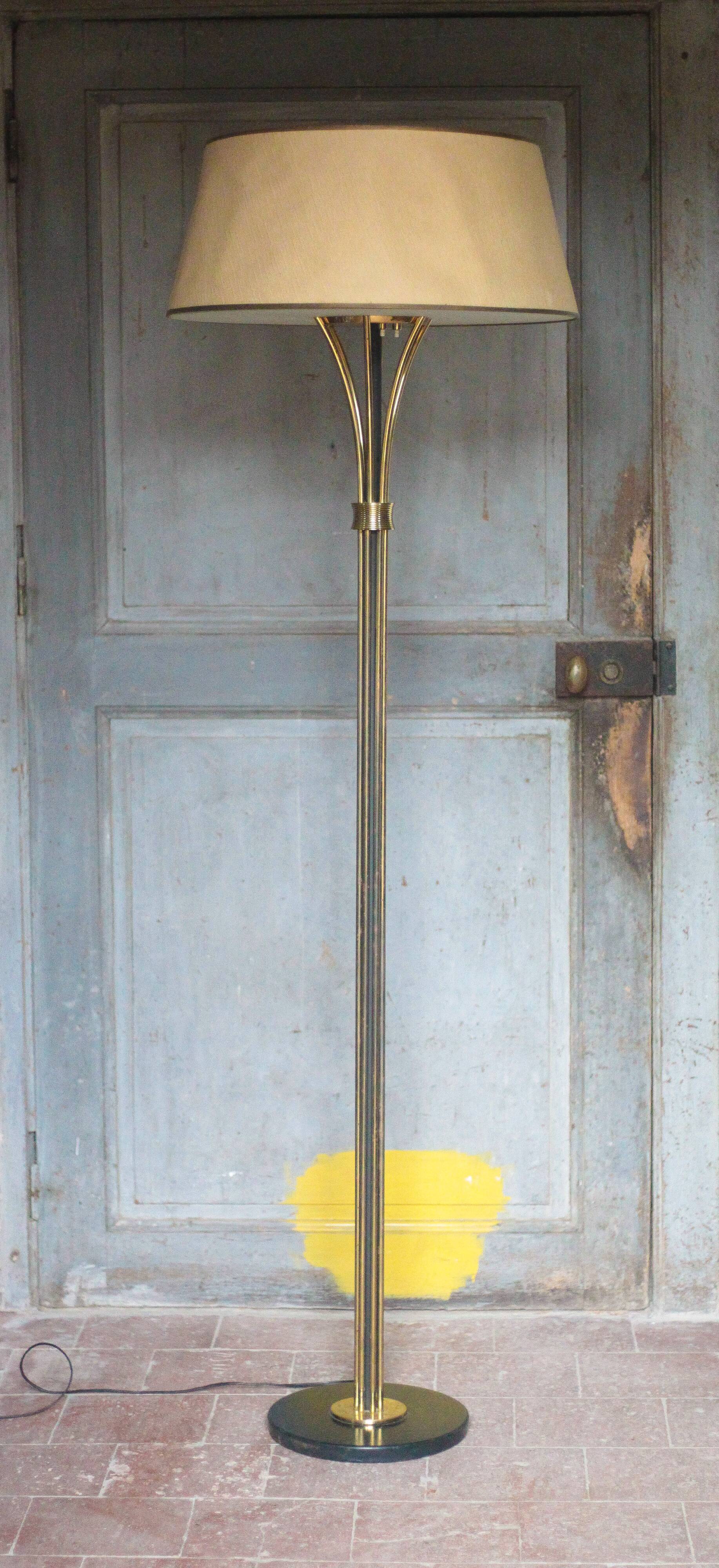 1950s floor lamp published by Maison Arlus, vintage standing lamp.