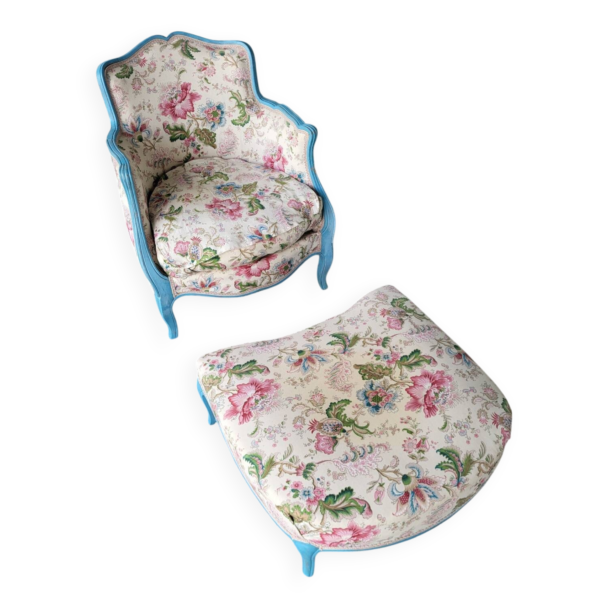 Louis XV style armchair and footstool