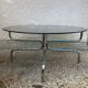 Table basse vintage en verre fumé et chrome