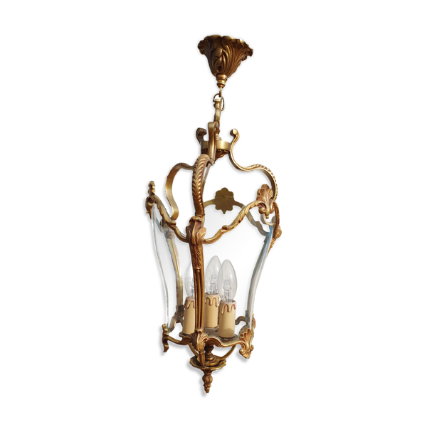 Lustre lanterne ancienne en bronze | Selency