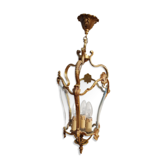 Lustre lanterne ancienne en bronze