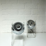 Space Age  sphere plexiglass table lamps pair, 1960-70s